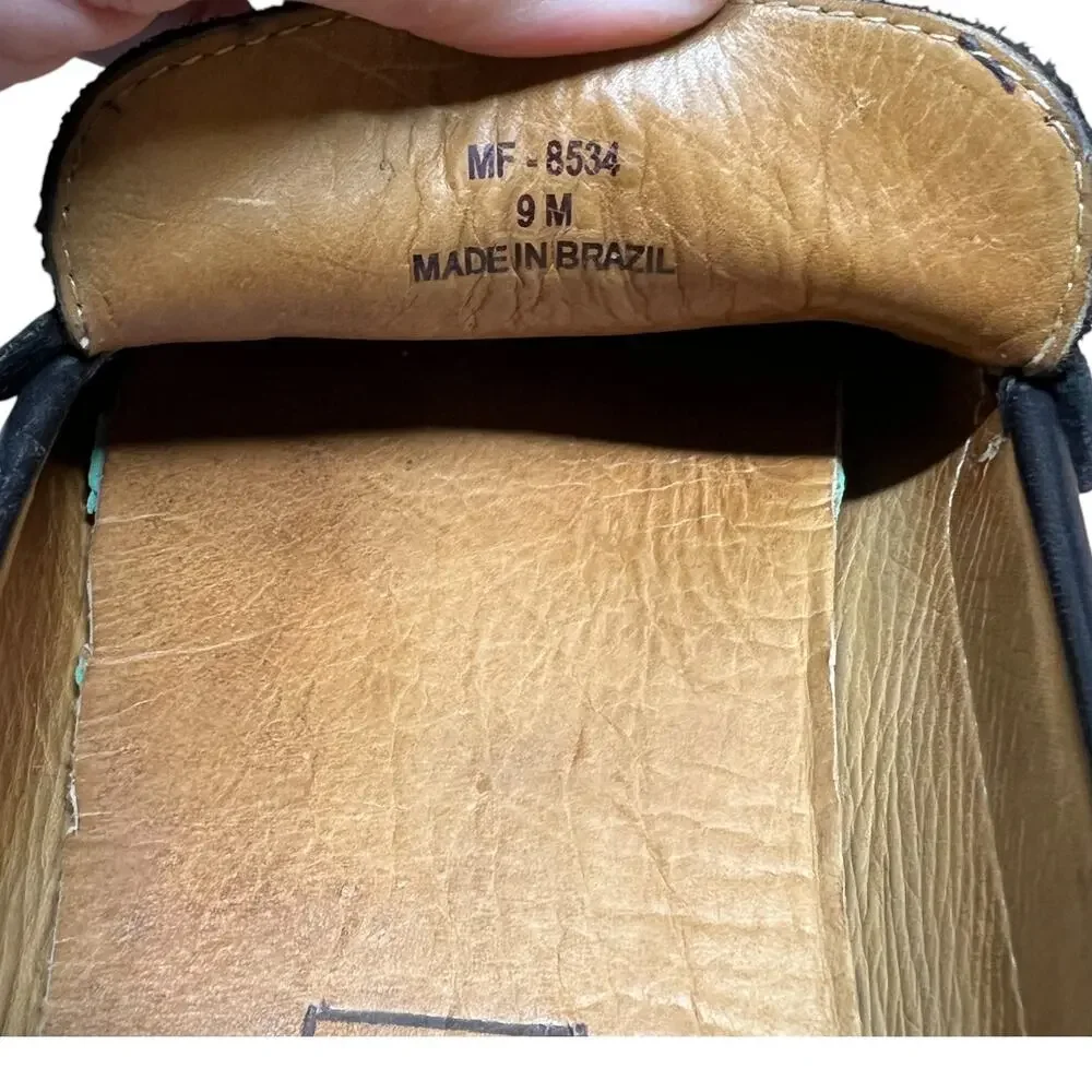 MERCANTI FIORENTINI Horse Bit Relax Men 9M Black Leather Driving Loafers Shoes